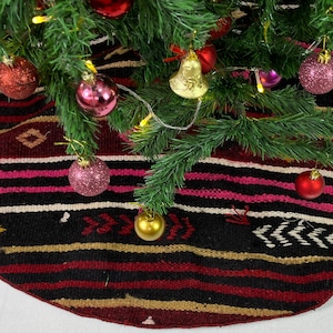 42&quot; kilim christmas tree skirt, handmade rug tree skirt, boho christmas tree skirt, pine tree skirt, vintage christmas decoration