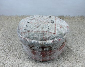 Puf redondo turco de 16x16x8, otomana vintage, cojín de meditación, puf kilim marroquí, almohada de suelo turca, cojín de suelo grande, puf kilim