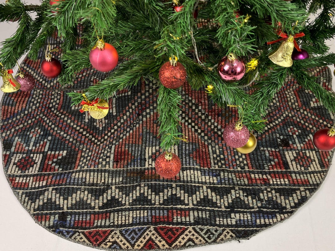 41 Kilim Christmas Tree Skirt, Handmade Rug Tree Skirt, Boho Christmas ...
