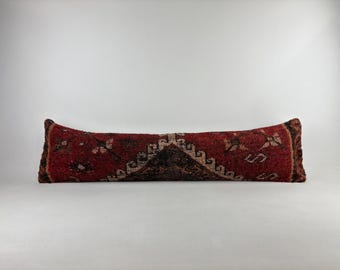 12x48 long lumbar pillow, kilim pillow, turkish throw pillow, morrocan cushion, lumbar throw pillow, ethnic pillow, wool pillow cover