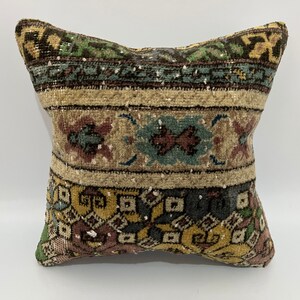 16x16 Kissen, Vintage Kissen, Teppichkissen, Ethno Kissen, Kissenbezug, türkisches Kissen, Boho Kissenbezug, MeditationSkissen