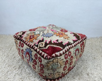 turkish pouf 20x20x8, berber floor cushion, boho floor pillow, kilim cushion, meditation cushion, moroccan ottoman, large floor cushion