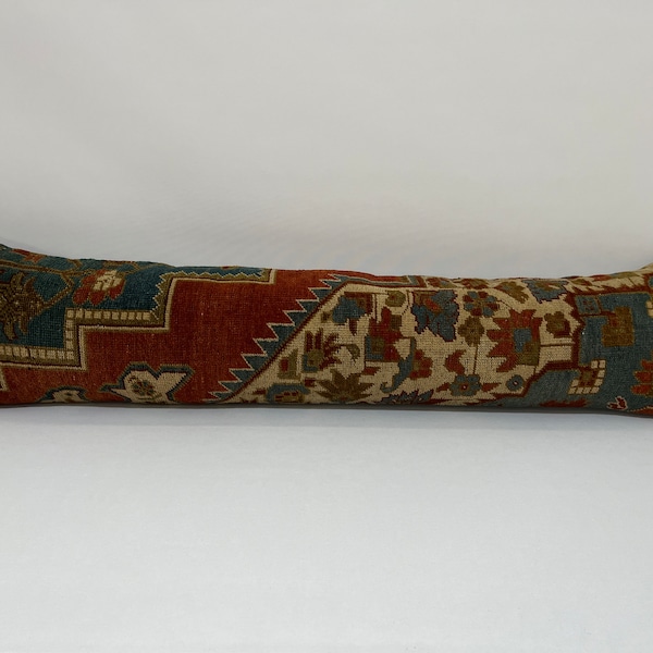 12x48 long lumbar pillow, bench cushion, suzani pillow, aztec pillow, morrocan pillow, kilim pillow, turkish throw pillow, vintage pillow