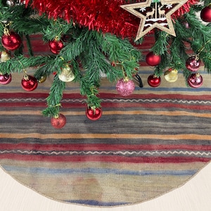 45&quot; christmas tree skirt, turkish kilim tree skirt, handmade tree skirt, vintage tree skirt, bohemian tree skirt, xmas tree skirt