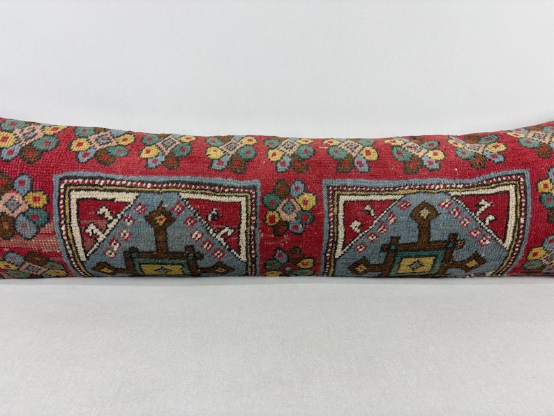 12x48 long lumbar pillow, boho pillow, needlepoint pillow, bohemian pillow, boho throw pillow, unique throw pillow, morrocan pillow image 4
