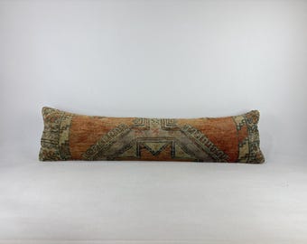 12x48 long lumbar pillow, kilim pillow, turkish throw pillow, morrocan cushion, lumbar throw pillow, ethnic pillow, wool pillow cover