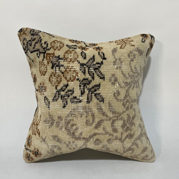 18x18 rug pillow, ottoman pillow cover, boho pillow cover, unique throw pillow, embroidered pillow, turkish throw pillow, kilim cushion