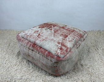 turkish pouf 20x20x8, kilim floor cushion, footstool, moroccan ottoman pouf, rug floor cushion, meditation pouf, moroccan cushion