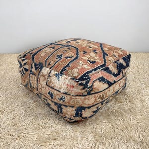 turkish pouf 20x20x8, kilim floor cushion, footstool, moroccan ottoman pouf, rug floor cushion, meditation pouf, moroccan cushion