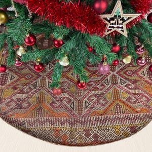 48&quot; christmas tree skirt, turkish kilim tree skirt, handmade tree skirt, vintage tree skirt, bohemian tree skirt, xmas tree skirt
