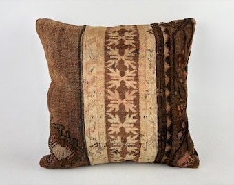 24x24 throw pillow, boho pillow cover, crochet pillow, ottoman pillow cover, rug pillow, aztec pillow, vintage pillow, bohemian pillow