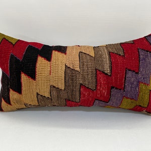 Cojín kilim de 12x24, almohada de encaje, almohada lumbar larga, almohada marroquí, almohada descolorida, fundas de almohada, almohada de tiro, almohada de tiro única