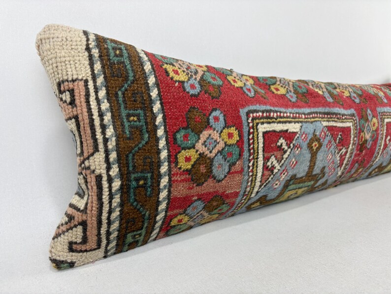 12x48 long lumbar pillow, boho pillow, needlepoint pillow, bohemian pillow, boho throw pillow, unique throw pillow, morrocan pillow image 2