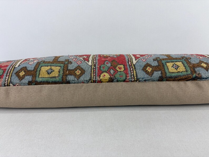 12x48 long lumbar pillow, boho pillow, needlepoint pillow, bohemian pillow, boho throw pillow, unique throw pillow, morrocan pillow image 5