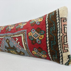 12x48 long lumbar pillow, boho pillow, needlepoint pillow, bohemian pillow, boho throw pillow, unique throw pillow, morrocan pillow image 3