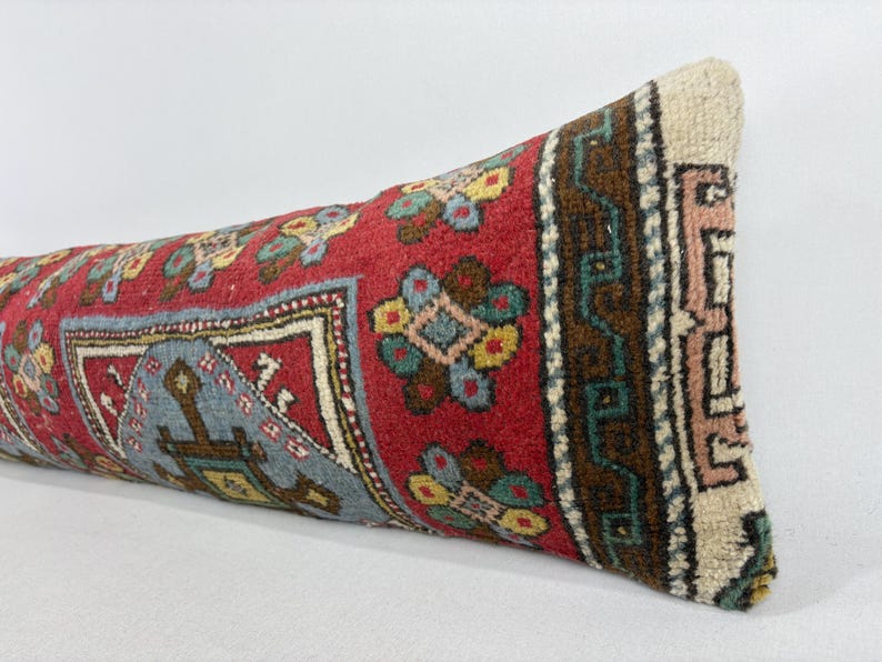 12x48 long lumbar pillow, boho pillow, needlepoint pillow, bohemian pillow, boho throw pillow, unique throw pillow, morrocan pillow image 3