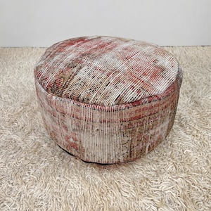 round turkish pouf 20x20x8, vintage ottoman, meditation cushion, moroccan kilim pouf, turkish floor pillow, large floor cushion, kilim pouf