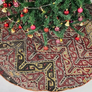 65&quot; christmas tree skirt, turkish kilim tree skirt, handmade tree skirt, vintage tree skirt, bohemian tree skirt, xmas tree skirt