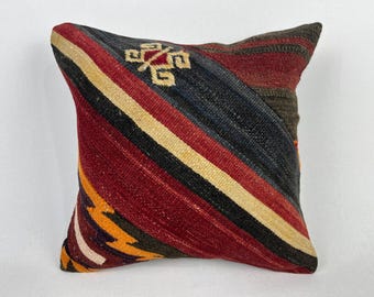 16x16 throw pillow, boho pillow cover, crochet pillow, ottoman pillow cover, rug pillow, aztec pillow, vintage pillow, bohemian pillow