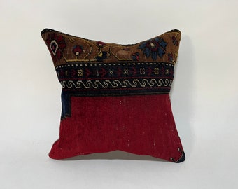 18x18 throw pillow, boho pillow cover, crochet pillow, ottoman pillow cover, rug pillow, aztec pillow, vintage pillow, bohemian pillow