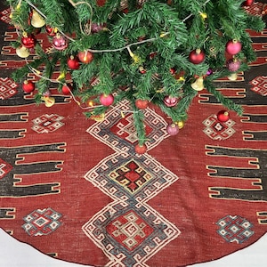 68&quot; christmas tree skirt, turkish kilim tree skirt, handmade tree skirt, vintage tree skirt, bohemian tree skirt, xmas tree skirt
