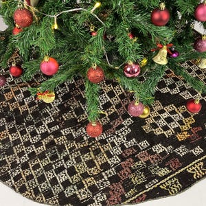 50&quot; kilim christmas tree skirt, handmade tree skirt, holiday tree skirt, rustic christmas gifts, turkish rug christmas tree skirt
