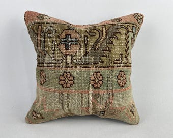16x16 throw pillow, boho pillow cover, crochet pillow, ottoman pillow cover, rug pillow, aztec pillow, vintage pillow, bohemian pillow
