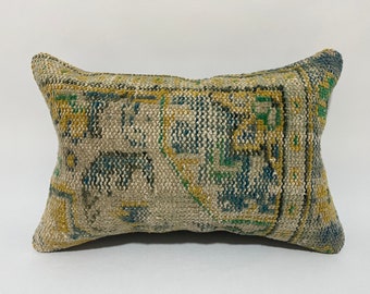 16x24 lumbar pillow, throw pillow covers, boho pillow, faded pillow, rug pillow, aztec pillow, rug cushion, southwestern pillow