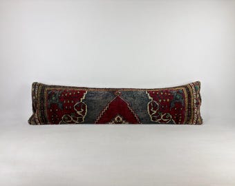 12x48 long lumbar pillow, kilim pillow, turkish throw pillow, morrocan cushion, lumbar throw pillow, ethnic pillow, wool pillow cover