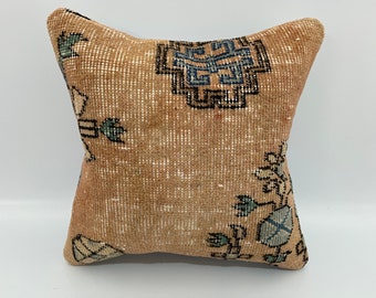 16x16 boho pillow case, aztec pillow, vintage pillow, rug pillow cover, throw pillow covers, needlepoint pillow, decorative pillow
