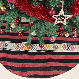 48&quot; kilim christmas tree skirt, handmade tree skirt, holiday tree skirt, rustic christmas gifts, turkish rug christmas tree skirt