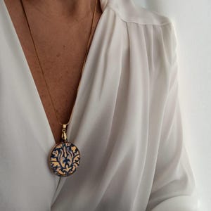 Handmade Ceramic Necklace, Stainless Steel Chain, Sultan Series, Gift for Her