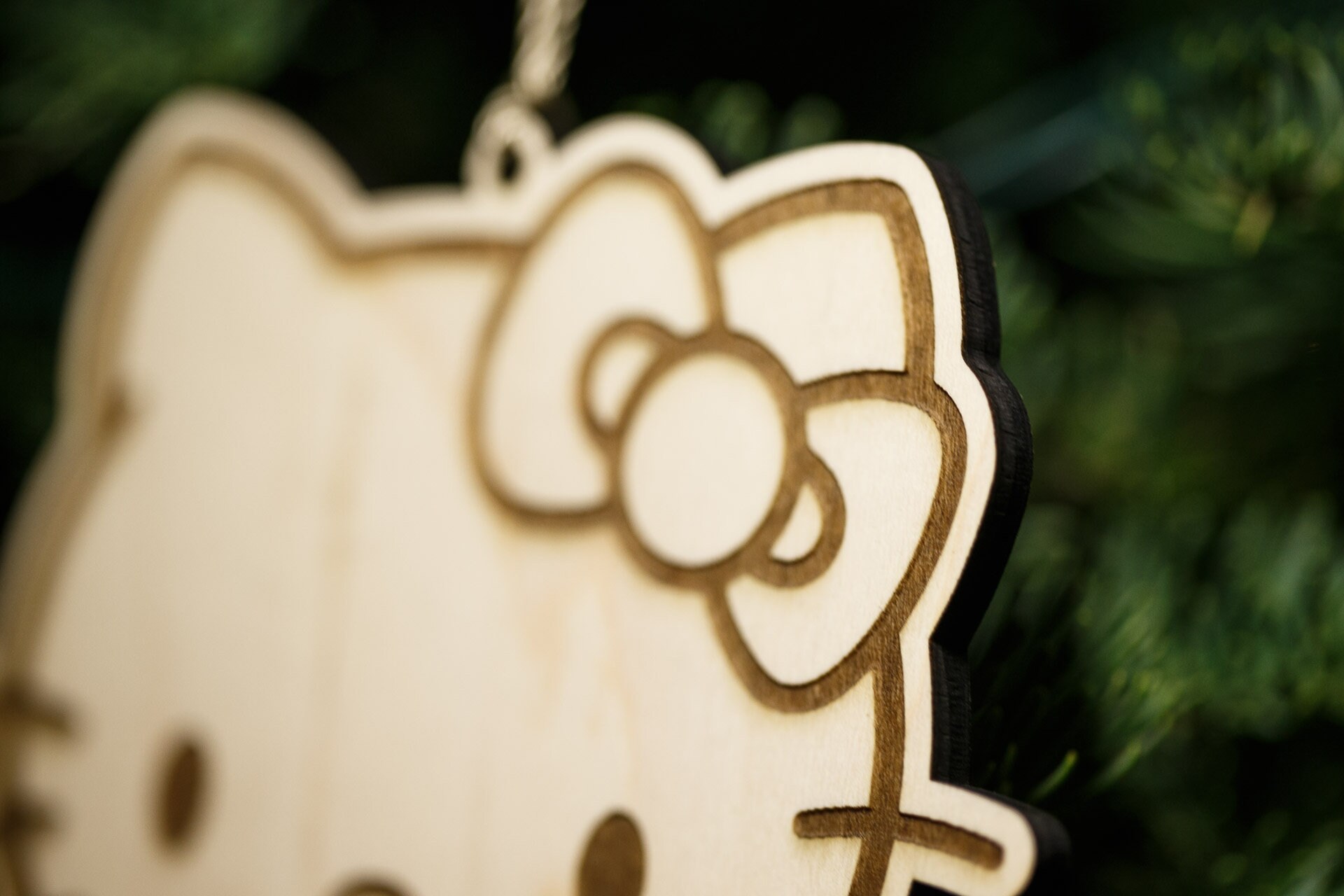 BOGO Hello Kitty Face Head Wood Christmas Ornament Gift - Etsy