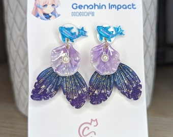 Genshin Impact inspirado pendientes juego cosplay regalo para su regalo para él otaku kokomi zhongli tartaglia kazuha