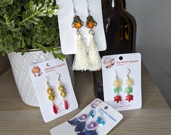Genshin Impact Inspired Earrings, Kokomi, Zhongli, Kazuha, Tartaglia, Cosplay Jewelry otaku