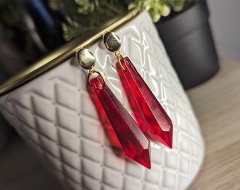 Frieren Anime Earrings: Red Acrylic Crystal Cosplay Jewelry