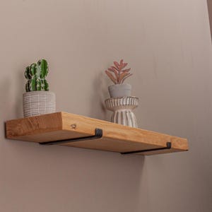 Thick wooden floating shelf for books, plants and art display, handcrafted wall decor, home gift for plant lovers, Black Friday sale