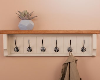 Essenhouten halplank, muursleutelhanger, kapstok, wandorganisator kinderkamer, handgemaakte Scandinavische moderne plank, luxe interieur