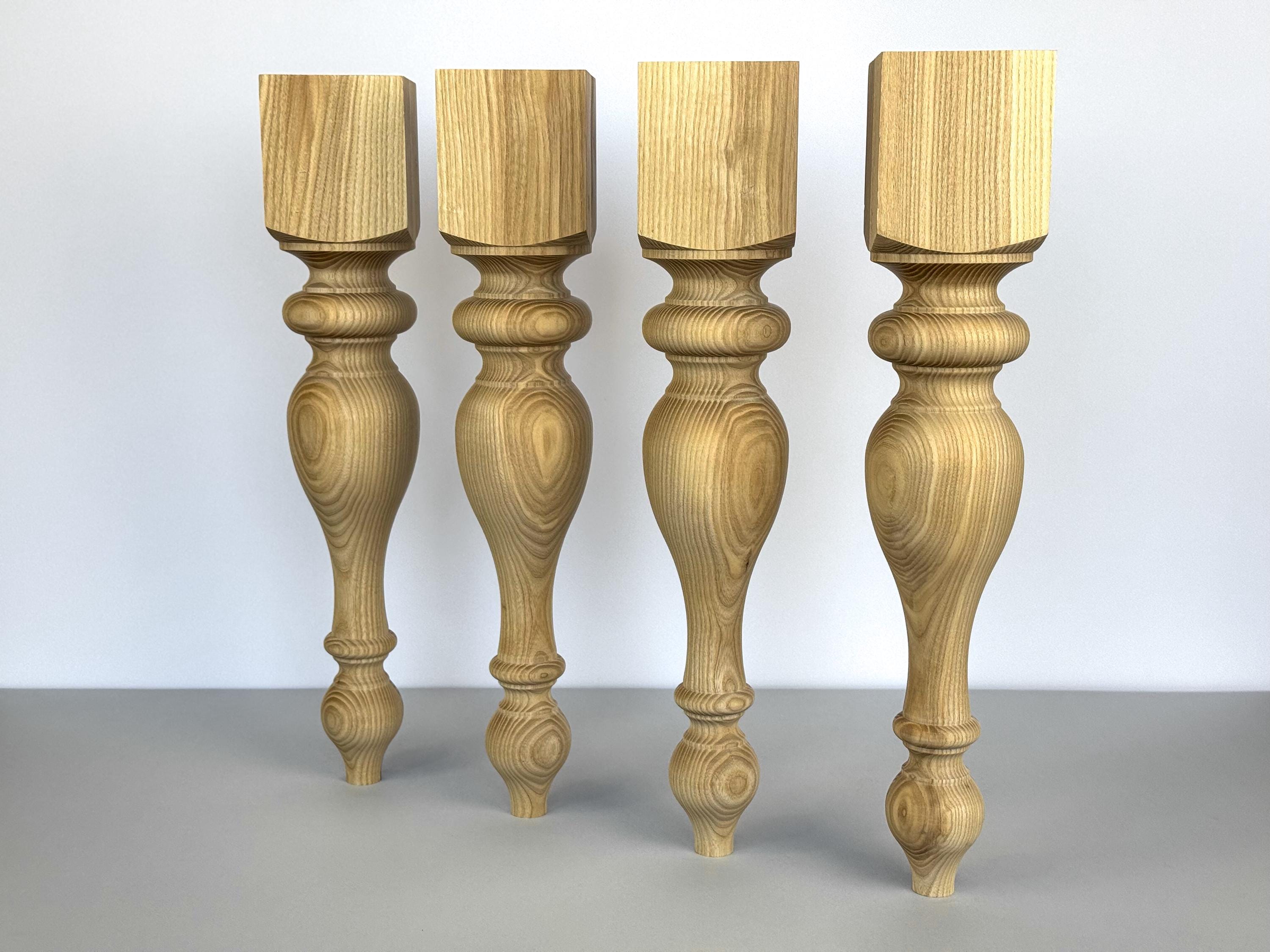 Pieds en bois classiques pour meubles, pieds de table de ferme, pieds de table à manger, pied de table non fini, pied en bois tourné, pieds de meubles