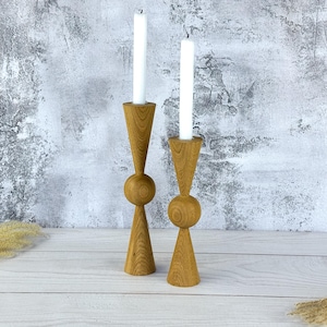Wooden rustic candlestick, taper candle holder, handmade candlestick, wooden candle holders, long candle stick, modern rustic candleholder