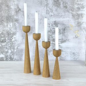 Wooden tall candlestick, candle stick holder, table centerpiece, wood candleholders, farmhouse decor, large candle holder, tall candleholder