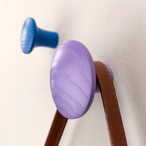 Round wood peg, wide wooden knob, drawer pull, boho cabinet rack, multicolor wall hook, pink towel peg, scandi closet hook, creative decor