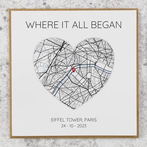 Where It All Began - Map Personalised Wedding Card Gift for Him or Her
