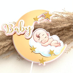 Baby In Moon Cake Topper / Silhouette Studio / Download istantaneo / PDF JPG SVG