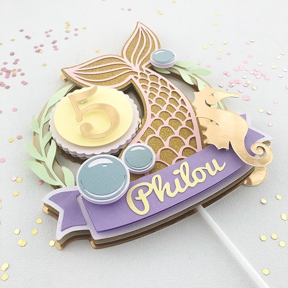 Mermaid With Age Cake Topper | Silhouette Studio | instant download | PDF JPG SVG