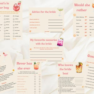 Bachelorette Party Games, Printable Bundle for Hen Party, Multiple Cocktail Bachelorette Games for Adults, Hen Do Fun Bridal Shower Games
