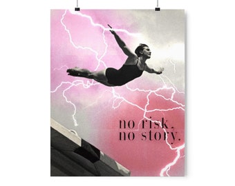 No Risk, No Story (Digital Collage, Psychedelic Art, Surreal Art, Dark Aesthetic, Wall Art, Art Print)
