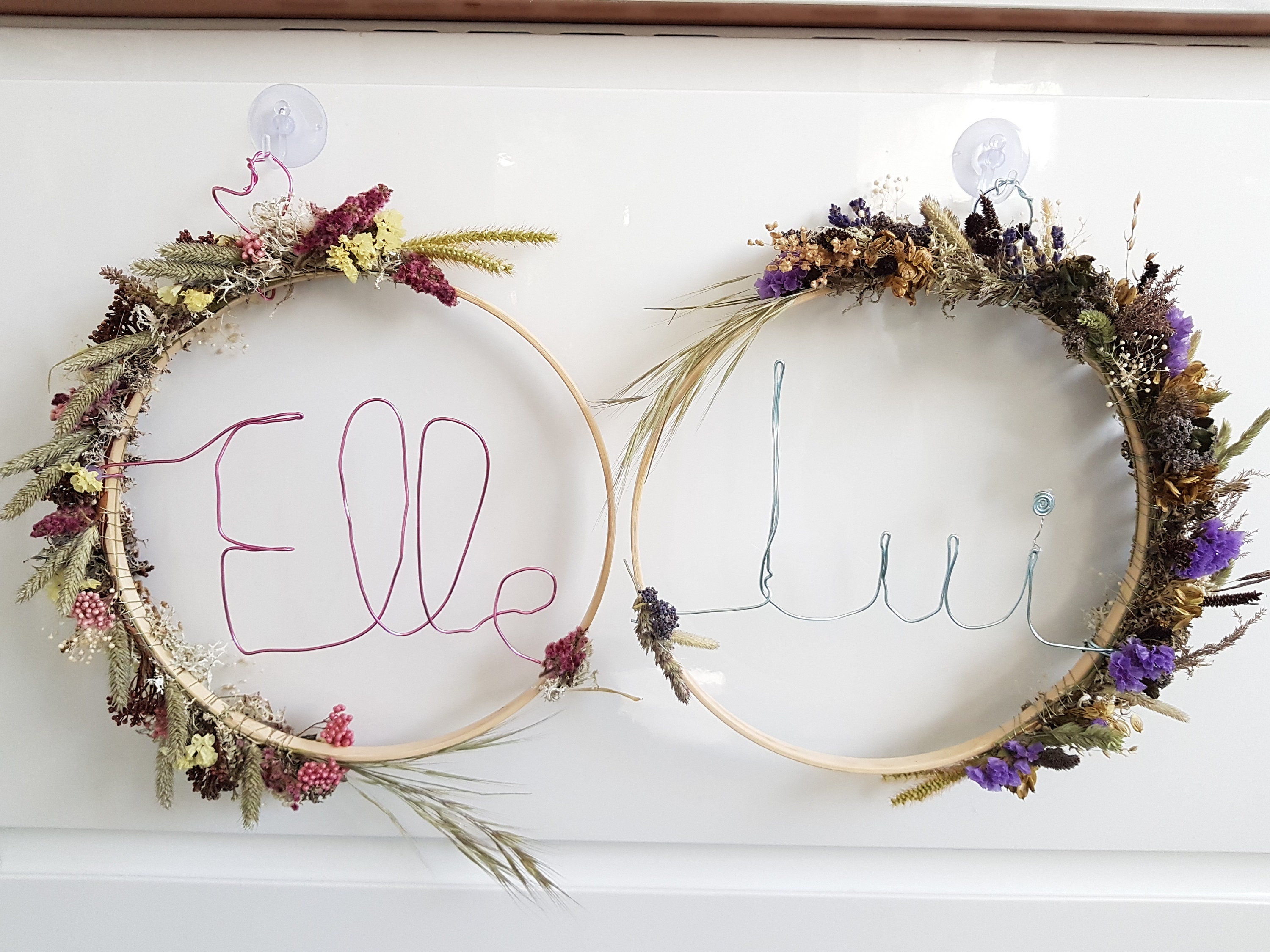Deux Décorations Pour Mariage en Fleurs Naturelles Séchées Toi et Moi ou Elle Lui