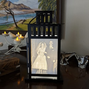 Personalized Lithophane Lantern - 4 Photo Square - Perfect Gift for Wedding, Anniversary, Graduation, Dorm Room Decoration,  or Remembrance