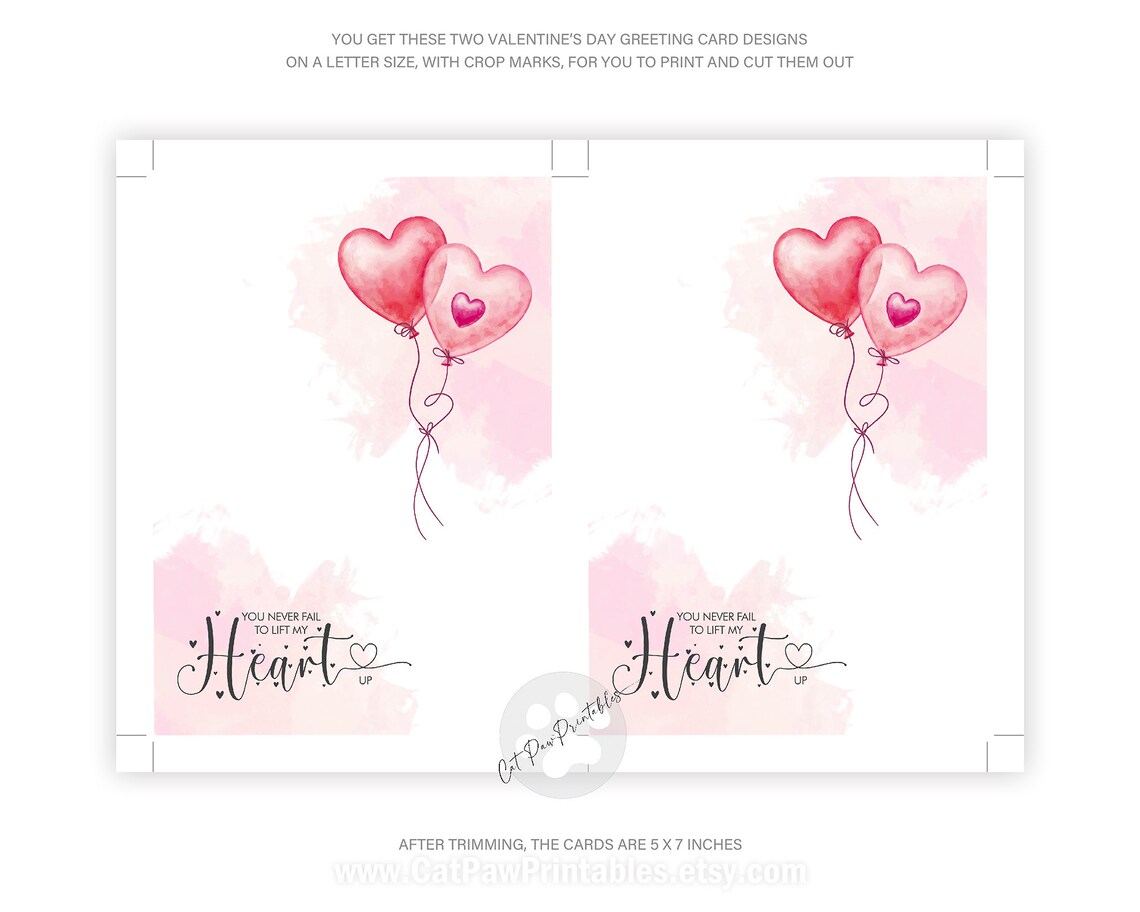 Printable Love Cards Printable Valentine's Day Cards | Etsy